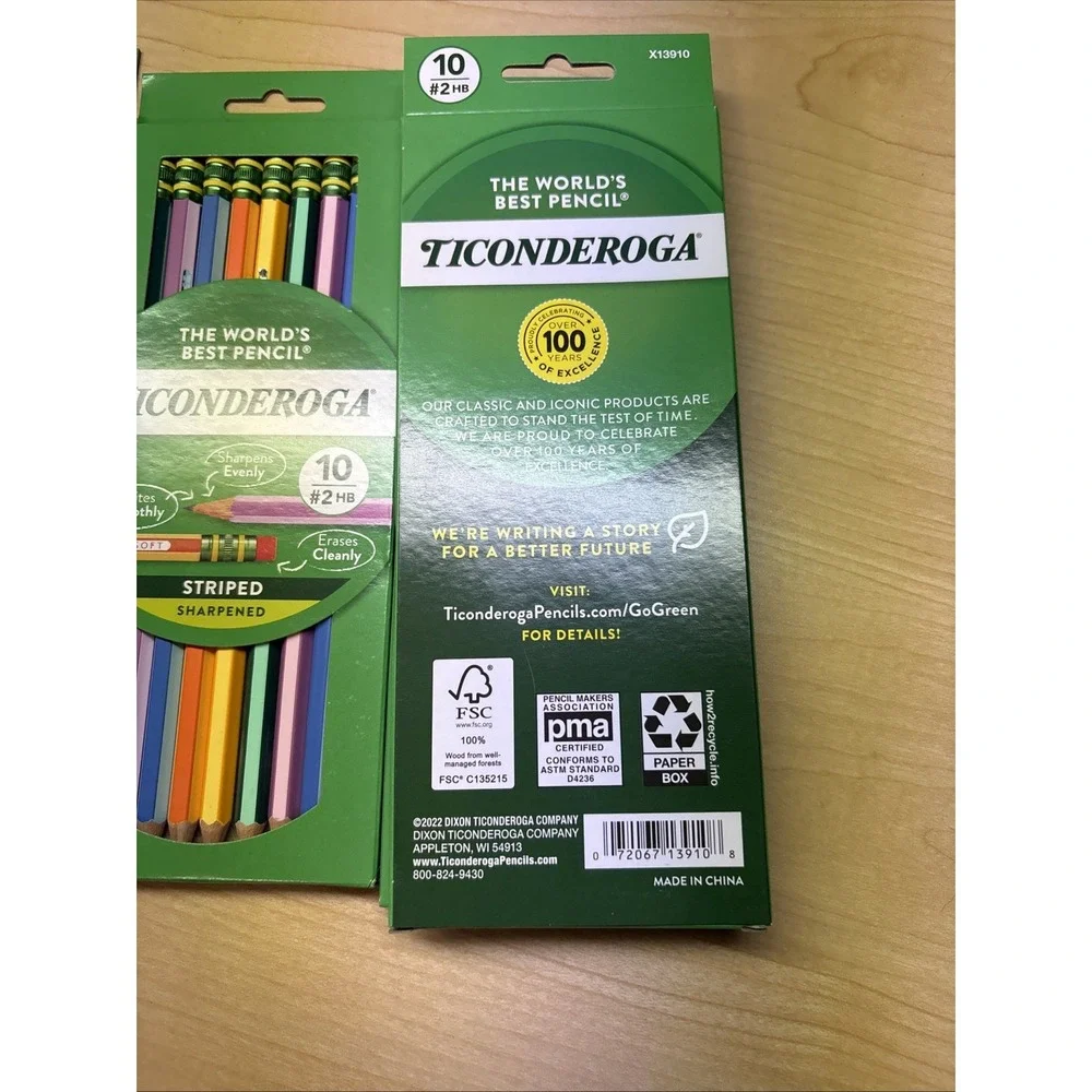 Ticonderoga Striped Wood Pencils #2 Big Lot of 5 Packs of 10! 50 total NEW